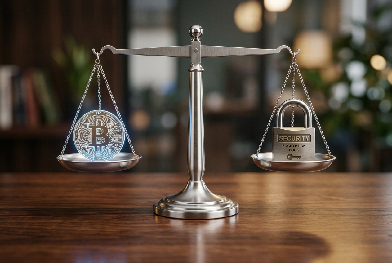 A balanced scale representing risk and reward analysis.